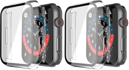 Misxi 4 Pack Hard PC Case For Apple Watch Series 7 41mm, With Tempered Glass Screen Protector Ultra-Thin Scratch Resistant Overall Protective - Transparent