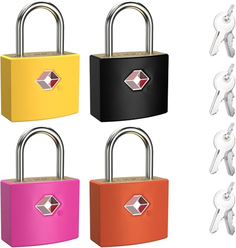 Image of TSA Luggage Locks with Keys, [4 Packs][8 Keys] Diyife Key Travel Locks, Suitcase Padlock for Luggage, Keyed Luggage Locks Brass for Gym Lockers, Laptop Bags,Travel Suitcases etc