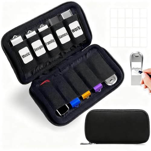 VYNZOR Sac de Rangement pour Clé USB 10 Capacités, Organiseur Électronique avec Compartiments pour Clés USB, Rangement Clef USB Compact et Léger pour Transport Facile, Idéal pour Professionnels