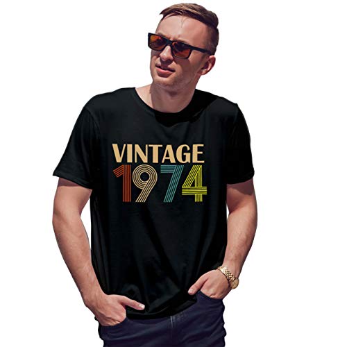 Lapi Boutique Vintage 1974 45 Birthday Gift Camiseta de Hombre Negra Size XL