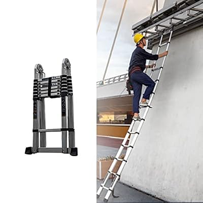 Telesladder Sturdy Extension Ladder, Compact Multi-Purpose Telescoping Ladder for Hobbies/Office/Truckers, Fully Extended Length 4.8M/ 6.42M/ 7.2M/ 8M/6.42M/21.1Ft