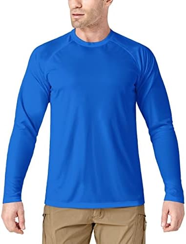 Boladeci Swim Shirts for Men UPF 50+ UV Protection Sun Shirts Summer Clothing SPF Fishing Athletic Swimming T-Shirts Rash Guard Bright Blue M