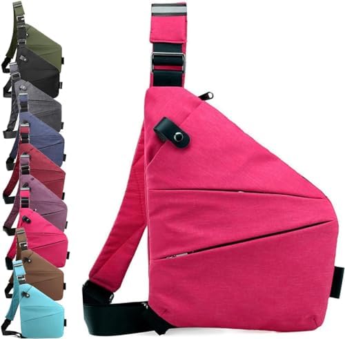 Diefstalbestendige reistas voor dames, antidiefstaltas, sling-crossbody schoudertas, diefstalbestendige schoudertas, borsttas, anti-diefstal, reistas voor buiten reizen, zwart, Links, mode