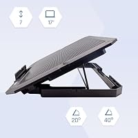 iggual – Tragbare Laptop-Kühlbasis bis 17" mit 4 leisen Lüftern und Handyhalterung, Höhenverstellbar mit 7 Stufen und Blauer LED-Beleuchtung, inkl. USB-A-Kabel (RP4V17) – Ansicht 2