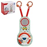 Rear Facing Car Seat Toys 360° Rotation Baby Steering Wheel Toy with Mirror Music Lights and Driving Sounds 12 Month