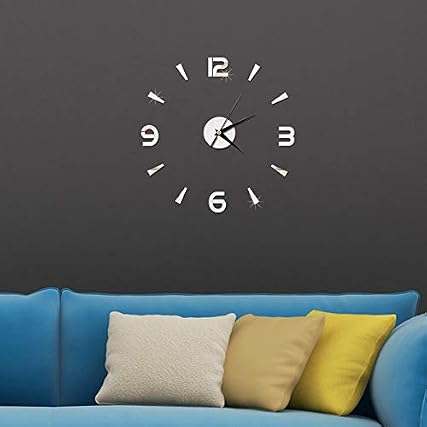 TOPINCN 3 D Frameless Wall Clock DIY Sticker, Wall Clock Sticker Acrylic Mirror Watch Decor DIY