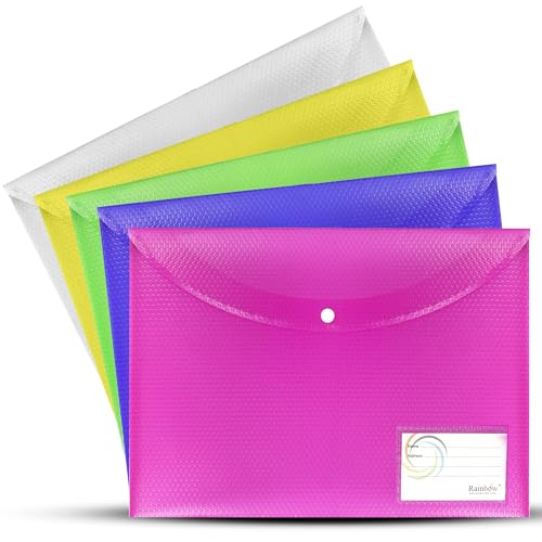 Image of Shuban A4 Plastic File Folder Document Organizer, Plastic File Holder with Snap Button, Waterproof Certificate Folder for Office, School, Home (Style-3-Document Folder- 6 Pcs -Multi Color)