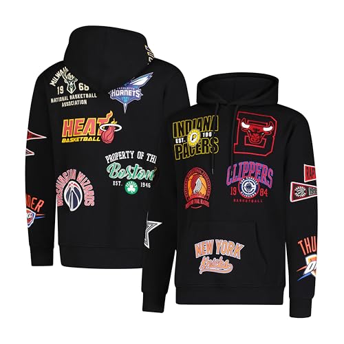 Ultra Game NBA Official Men’s Soft Fleece Pullover Hoodie Sweatshirt - Unisex, Multi-Team, Black, Medium