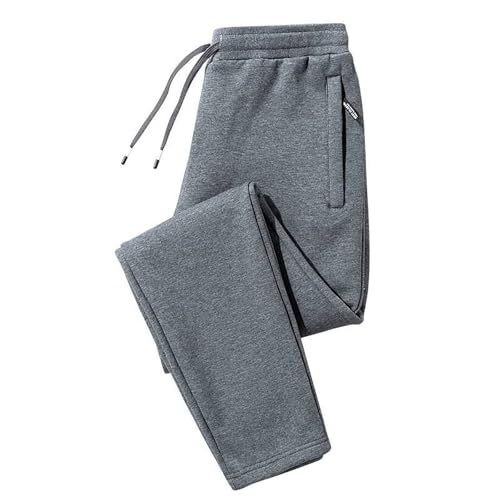 Calças térmicas para homem, calças de trabalho soltas, calças retas, resistentes à abrasão, calças elegantes para corrida, calças de inverno, cintura elástica com cordão, cinzento, 5XL