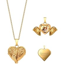 Necklace, Locket Necklace for Women, 18 Chain, Custom Picture Name Necklace, Perlas para Mujer, Photo Inside Personalized with Engraving Pendant, Gift for Her, Ladies Charming Set