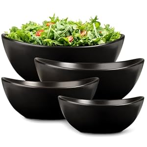Home Beets Matte Black Ceramic Serving Bowls for Entertaining, 10-18-28-42 Ounce, Microwave, Oven & Dishwasher Safe, Large Serving Dishes, Prep Salad Bowls for Pasta, Parties, Catering, Set of 4