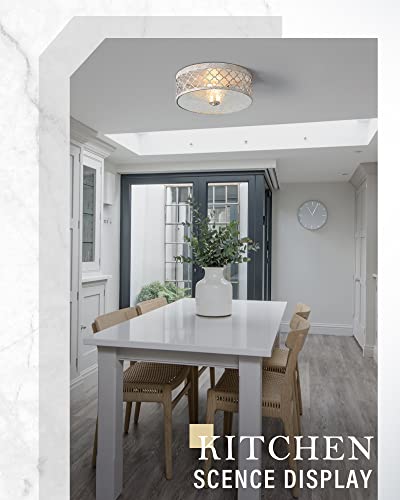 Hanass Flush Mount Ceiling Light, 13-Inch Ceiling Light Fixtures Metal Cage Drum Shade, 2-Light Kitchen Light Fixtures, Rustic Antique White Style Ceiling Light, Mx100029 #TOP1