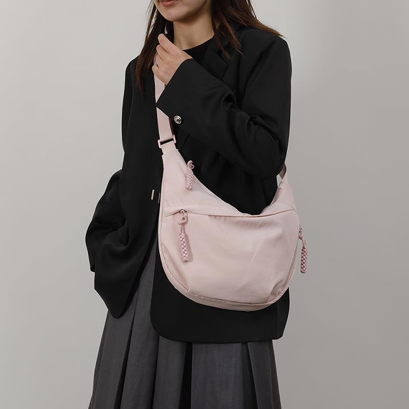 Image of Lushandy Nylon Crescent Crossbody Bags for Women, Medium Slouchy Hobo Crossbody Bag Checkered Purse Luna Bag for Travel