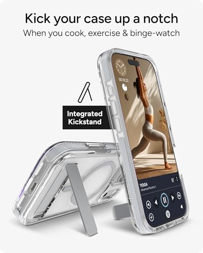 Image of ZAGG Santa Cruz Snap Case with Kickstand for iPhone 17 Pro - Silver, Drop Protection (13ft /4m), MagSafe Charging Compatible, ClearGuard Anti-Yellowing Technology, Scratch Resistant Phone Case