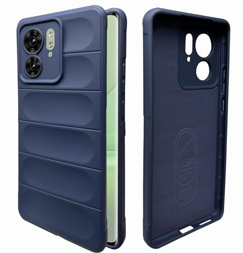 Image of A rtistque Liquid Silicone Stripes Back Cover Case for Motorola Moto Edge 40 5G | with Camera Protection | with Inner Fabric | Anti Slip Grip | AirBag Case - Blue