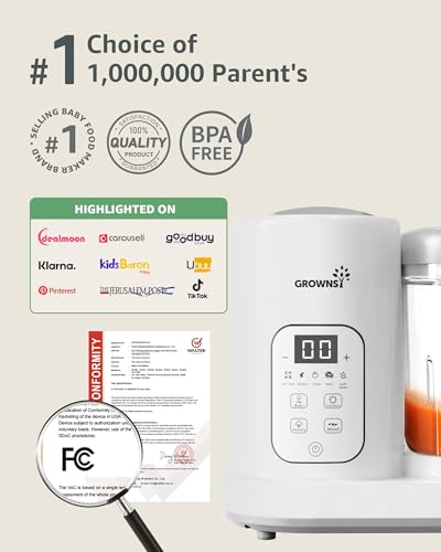 Grownsy TOA01 Baby Food Maker | Baby Food Processor | All-In-One Baby Food Puree Blender Steamer Grinder Mills Machine Auto Cooking & Grinding thumb #8