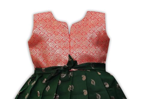 Image of South Indian Traditional Pattu Pavadai Jacquard Frock Dress for Baby Girls