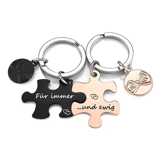 AllerPierce Partner Schlüsselanhänger mit Gravur- Für immer und ewig, 2pcs Puzzle Schlüsselanhänger Edelstahl Schlüsselbund BFF Schlüsselring Keychain Geschenk für Liebhaber Partner