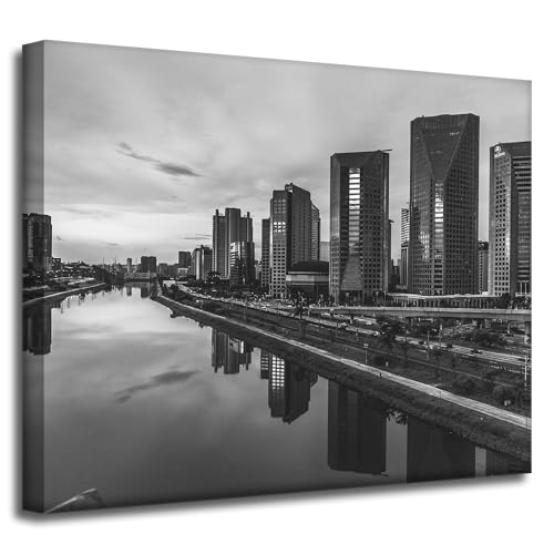 GP TONER lienzo cuadro Sao Paulo blanco y negro 50X40 cm