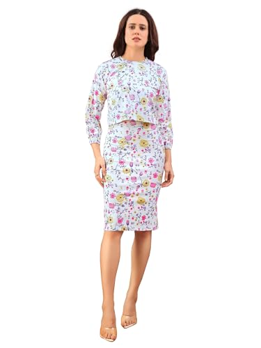 Image of PURVAJA Women's Puff Sleeve Midi Printed Co-Ords