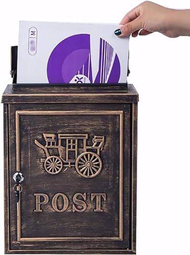 Buzón de Pared para Correo, buzón de Acero galvanizado Resistente a la oxidación, de Gran Capacidad, Estilo Retro, fácil de Instalar, con Cerradura, Resistente a la Inte