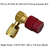 VOTNMIC R12 to R134A AC Retrofit Fitting Adapter Kit, Brass R12 R22 to R134A High/Low Fitting Port Retrofit 1/4’’ to 7/16"-20 UNF Conversion Adapter (90° Angled High and Low Side Conversion Kit) #3