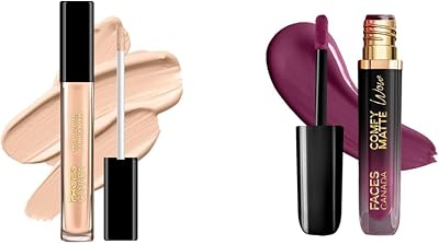 High Cover Concealer - Caramel Crunch 03, 4ml & Comfy Matte Wow Liquid Lipstick - Orchid Opulence 10 (Plum) 3.8ml