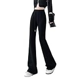 [ｕｒｉｃｃａ＼ウリッカ] L ブラック(ロング丈) パンツ レディース フレアパンツ スウェット 春 スウェットパンツ セミフレア 美脚 ウエストゴム ジャージ 美ライン 大人 カジュアル [郵3]^b483^