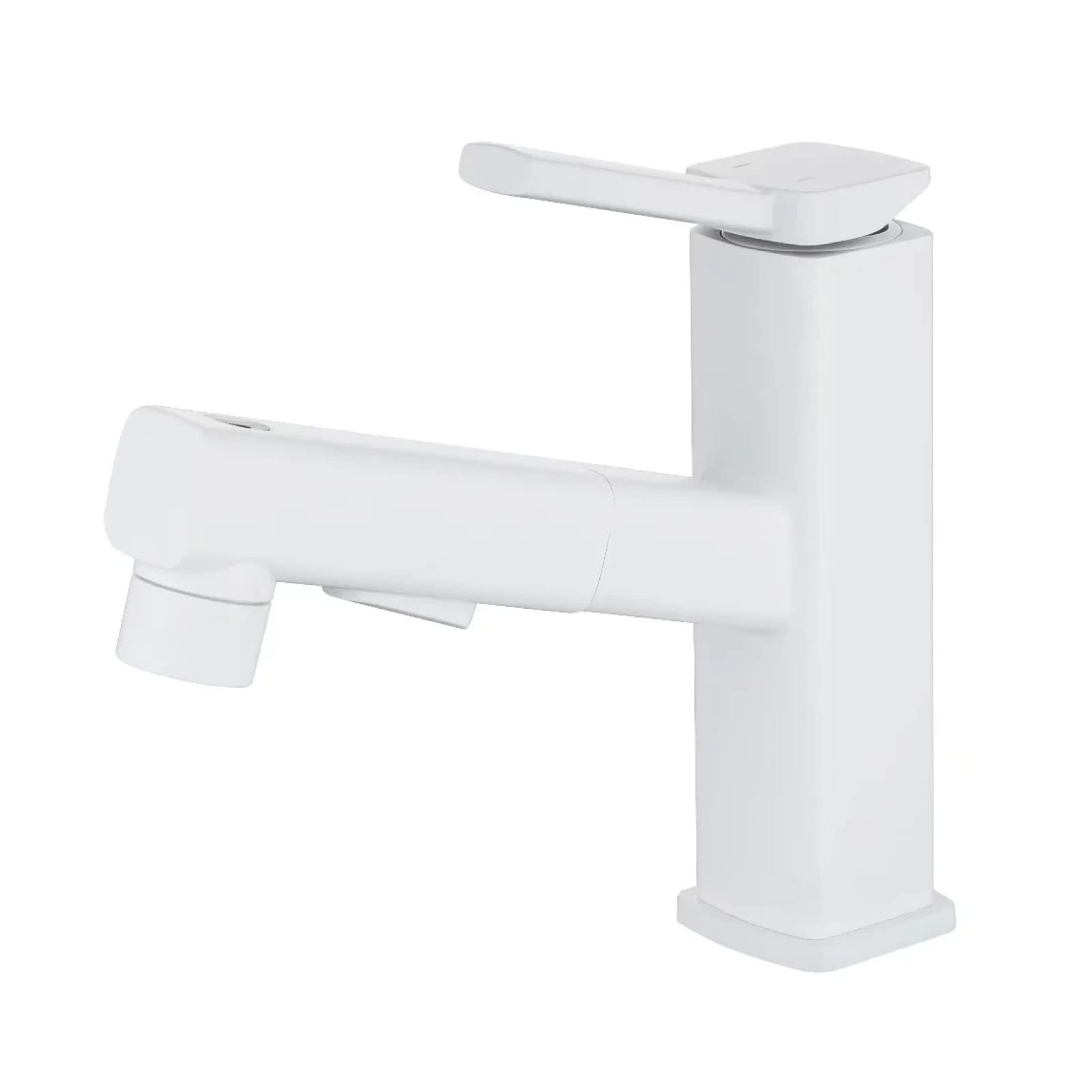 Mitigeur extractible salle de bain à double jet blanc pour lavabo monotrou