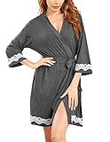 Ekouaer Womens Cotton Robe Soft Kimono Spa Knit Bathrobe Lightweight Short Lightweight Sleepwear,...