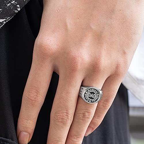 Ailin Custom Round Square Dad Rings 925 Sterling Silver/Brass Personalized Year Name Signet Rings Fathers Day Jewelry Birthday Gifts For Men Grandpa #TOP5