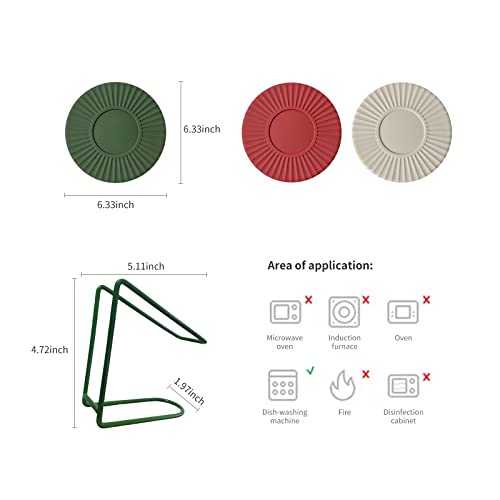 3Pcs Silicone Trivet Mats With Holder - 6.3 Inchs Heat Resistant Pot Holders, Multipurpose Hot Pads For Hot Dishers, Colorful Mats, Spoon Holder,Set Of 3 Colors 1 Storage Rack #TOP1