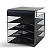 Safco Products Onyx Mesh 4-Tray Underdesk Hanging Organizer 3242BL, Black Powder Coat Finish, Durable Steel Mesh Construction