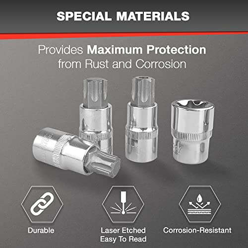 Eaceliy 60Pcs Master Torx Bit Socket Set, S2 And Cr-V Steel, Includes Torx E Socket (E4-E24), Torx Bit Socket (T6-T70), Torx Tamper Bit Socket (Tt6-Tt70), Torx Plus Bit Socket (Tp8-Tp60) #TOP2