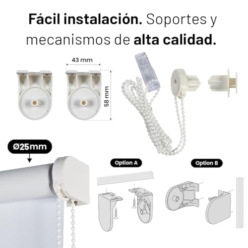 Miniatura 7 de Estores Enrollables Opacos Con Tejido De Calidad. Estor Opaco Blackout Persiana Opaca Que Aporta Oscuridad. Cortinas Dormitorio Opacas Novedad Storesdeco Blanco 200 X 250 Cm