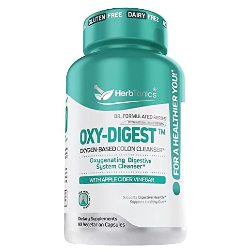Herbtonics Oxygen Based Colon Cleanse and Detox Digestive System Formula | with Apple Cider Vinegar | 90 Vegan Pills Capsules for | Women and Men | Cleanser Supplement