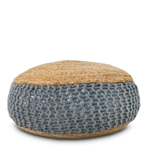 HAPPERS Puff Yute Algodón Viure. reposapiés, Taburete bajo, otomana, diseño Exclusivo con Relleno Incluido