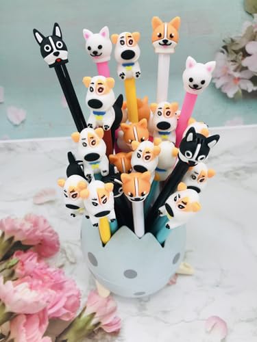 30 bolígrafos de gel negros con diseño de perro miniatura 5