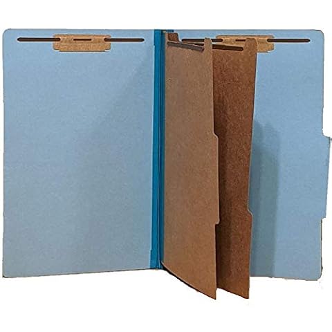 The File King Pressboard Classification Pale Blue Partition File Folder | Legal Size - Box of 10 | Two Dividers | Six 2” Durable Fastener Prongs | 2/5 Cut Top Tab | 2” Expansion Cover