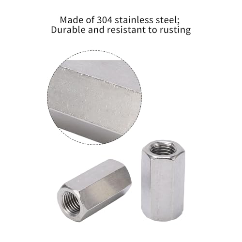 Écrou d'accouplement hexagonal M16 en inox 304 long de 30mm pour tiges filetées