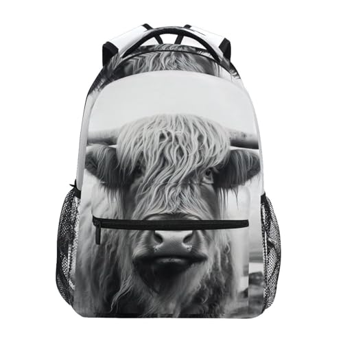 xigua Highland Cow Backpacks Waterproof Laptop Casual Daypack Tablet Travel Backpack School Bag with Multiple Pockets