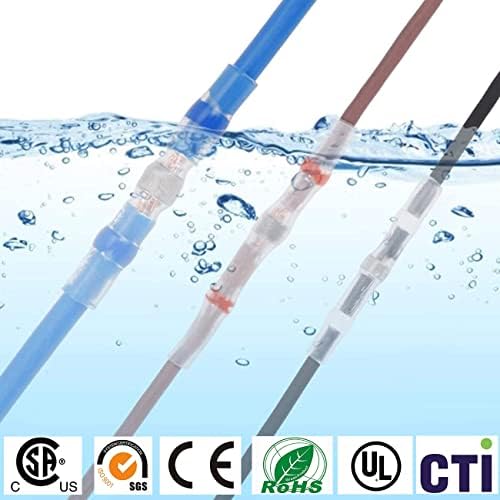100pcs Solder Seal Wire Connectors Waterproof Heat Shrink Electrical Wire Butt Terminals Non Slip Assorted Insulated Wire Connectors for Marine Vehicle Electrical Engineering