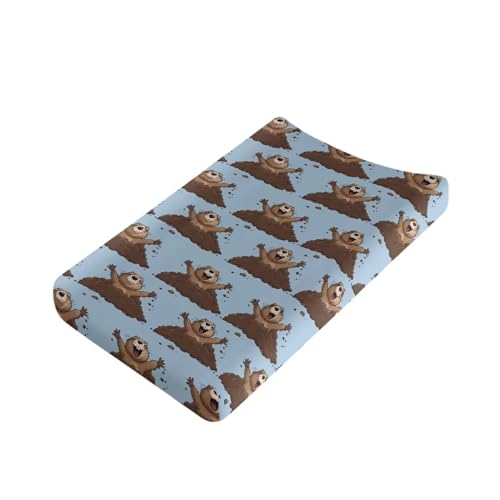 Image of Marmot Cute Changing Pad Cover for Baby Girls Boys Change Table Covers Diaper Changing Mat Sheets Cover Soft Breathable Blue