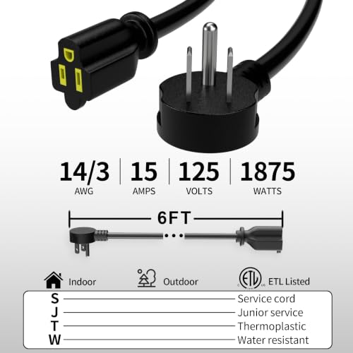 Vockjour 6 FT 2 Pack 14 Gauge Low Profile Flat Plug Extension Cord Black by Vockjour - Used condition - Image 2
