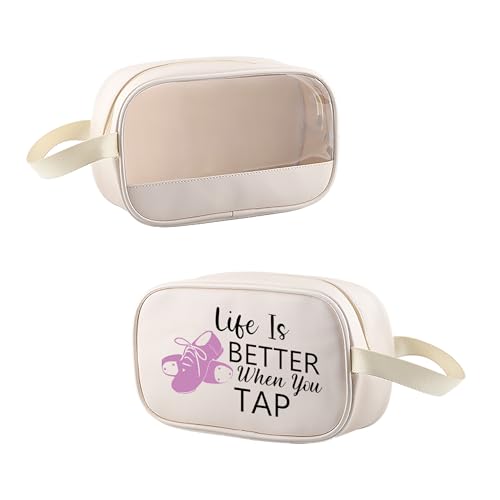 MEIKIUP Tap Dance Gift Tap Dance Makeup Bag for Dancer Tap Dance Teacher Gift Life Is Better When You Can Tap Dancing Dancer Cosmetic Bag (When You Tap CMB)