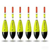 FINNECT Rock Fishing Floats with Glow Stick Slot - 6 Pcs, Yellow, 5g for Night Fishing Pike Perch Carp