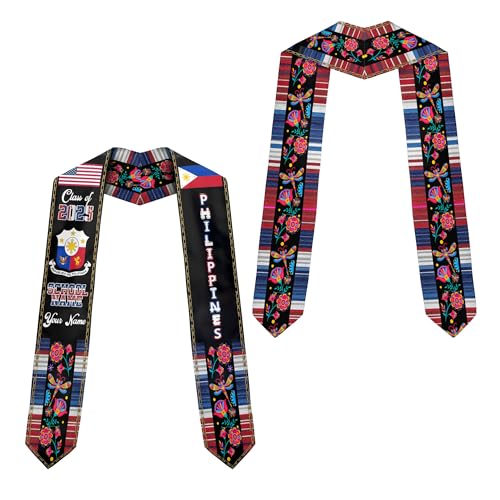 MonkeyVan Custom Filipino Graduation Sash 2025, Philippine American Flag Graduation Sash 2025 Filipinos Flag Graduation Sashes Phi10