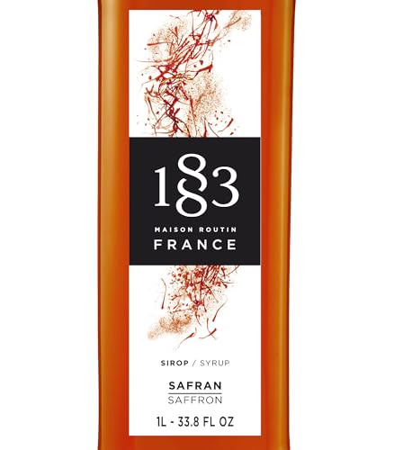 Image of 1883 Saffron Syrup for Drinks, Made in France, 1 Liter Glass Bottle