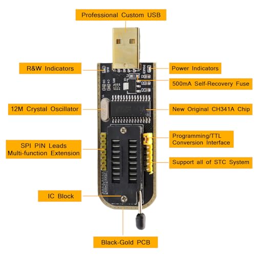 APKLVSR SOIC8 SOP8 Test Clip für EEPROM 25CXX / 24CXX,BIOS USB Programmierer CH341A + SOIC8 Clip + 1,8V Adapter + SOIC8 Adapter für 24 25 Serie Flash