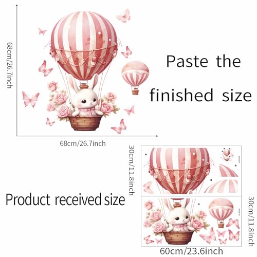 Vinilos Decorativos Rosa Conejo y Globo Aerostático para Pared miniatura 4